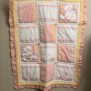 Baby Gund Multicolor Patchwork Quilt - Pink, White, Yellow and Green